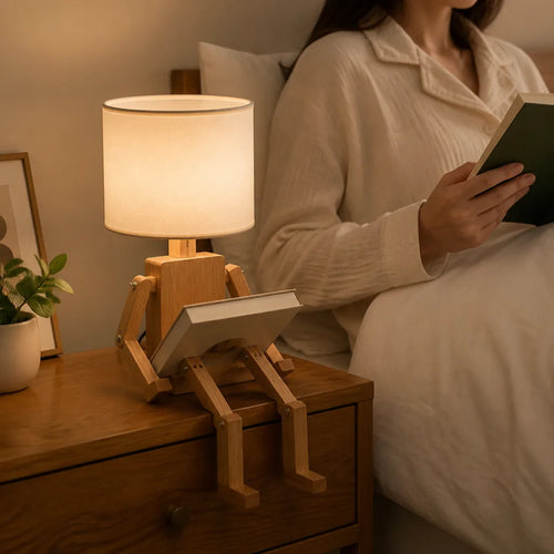 Adjustable Robot-Shaped Table Lamp with Book Holder