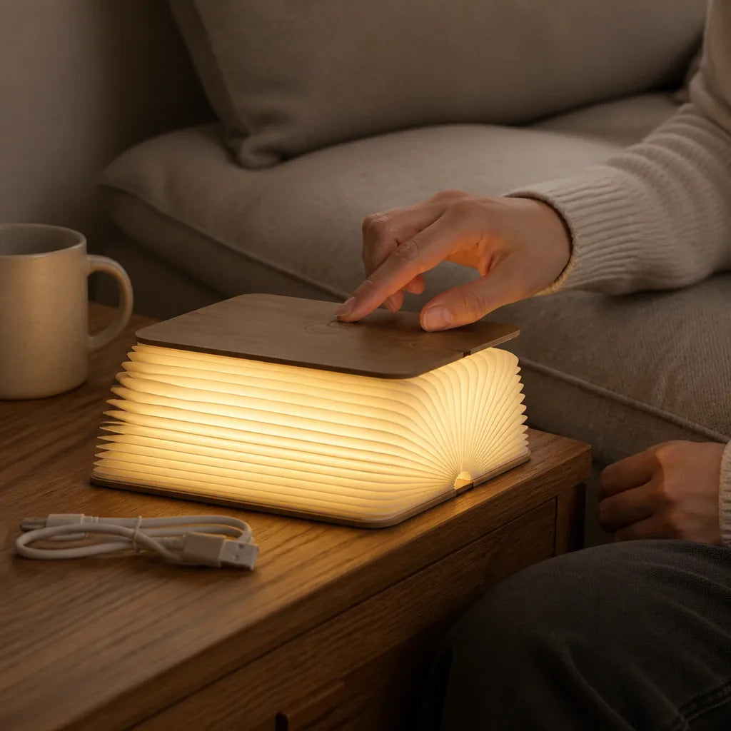 Book-Shaped Touch Sensor USB Rechargeable Table Lamp