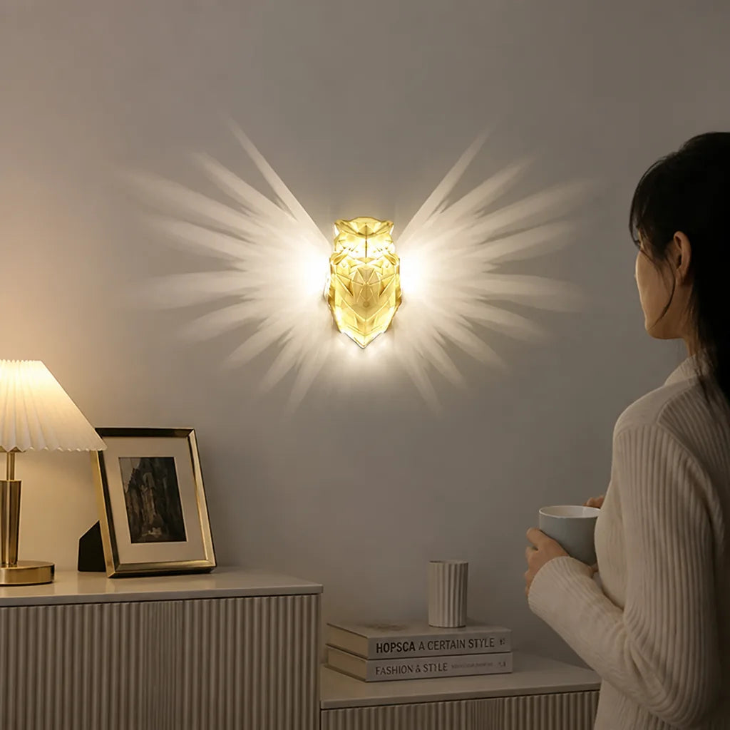 Cordless Battery-Powered Wing Silhouette Wall Lamp (Eagle & Owl Designs)
