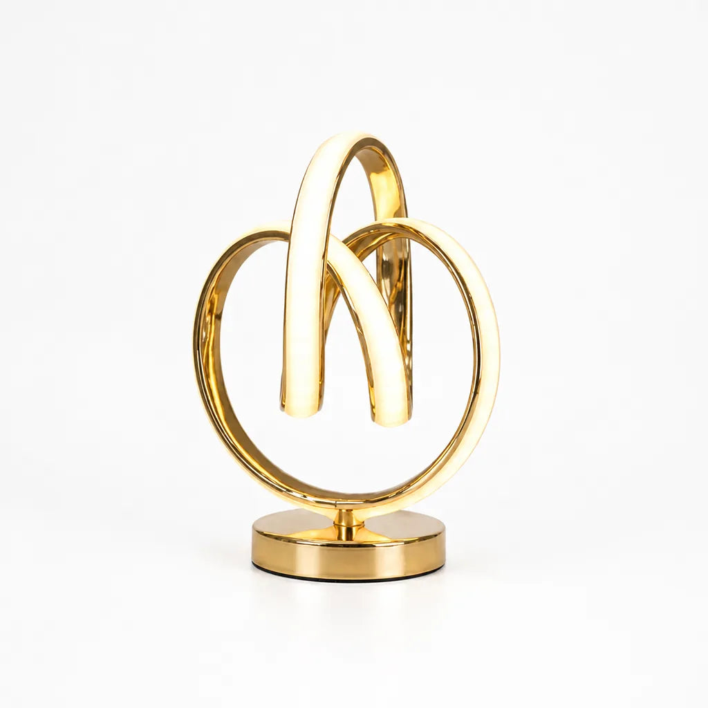 Curved Accent Sculptural Loop Table Lamp (Aluminum & Acrylic, Plug-In LED)