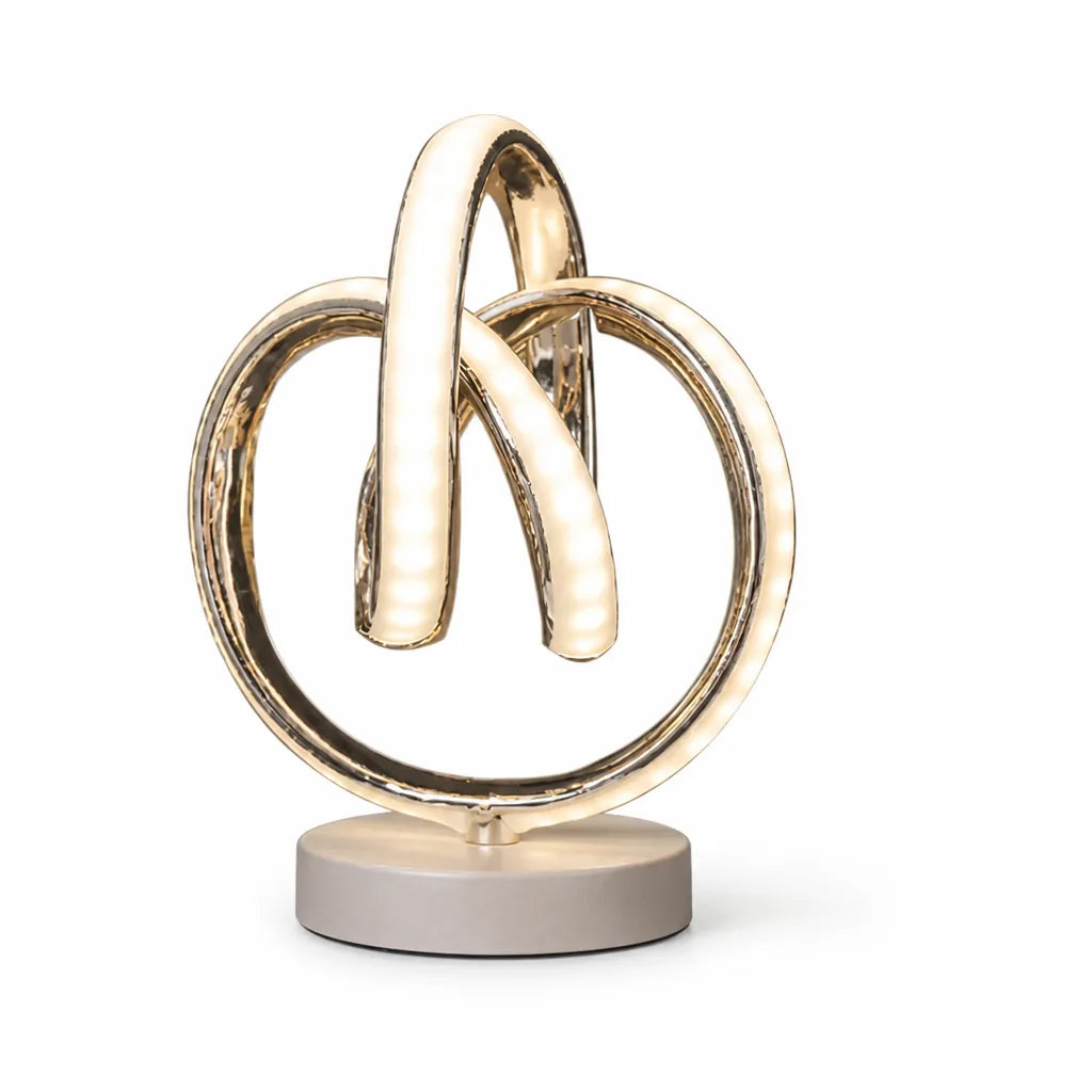 Curved Accent Sculptural Loop Table Lamp (Aluminum & Acrylic, Plug-In LED)