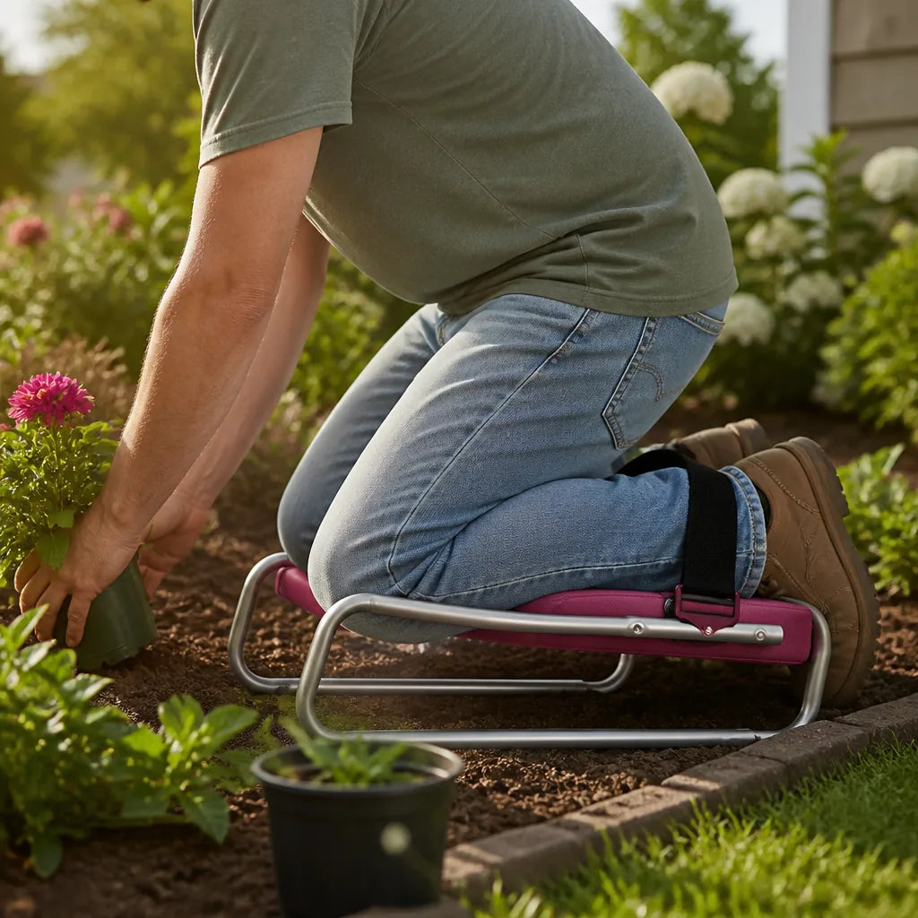Cushioned Garden Kneeler And Stool With Adjustable Support Bracket