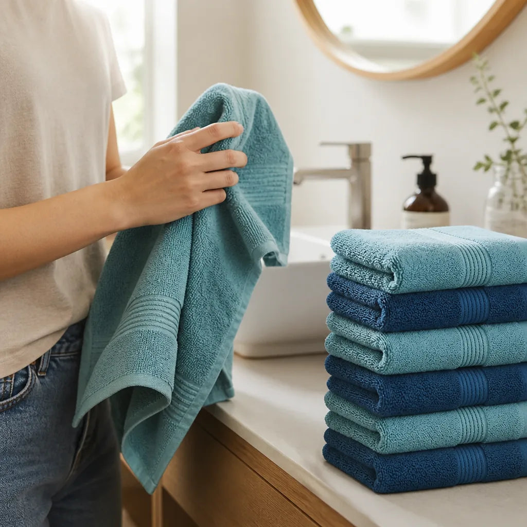 Elongated Woven Cotton Hand Towels (Set of 6)