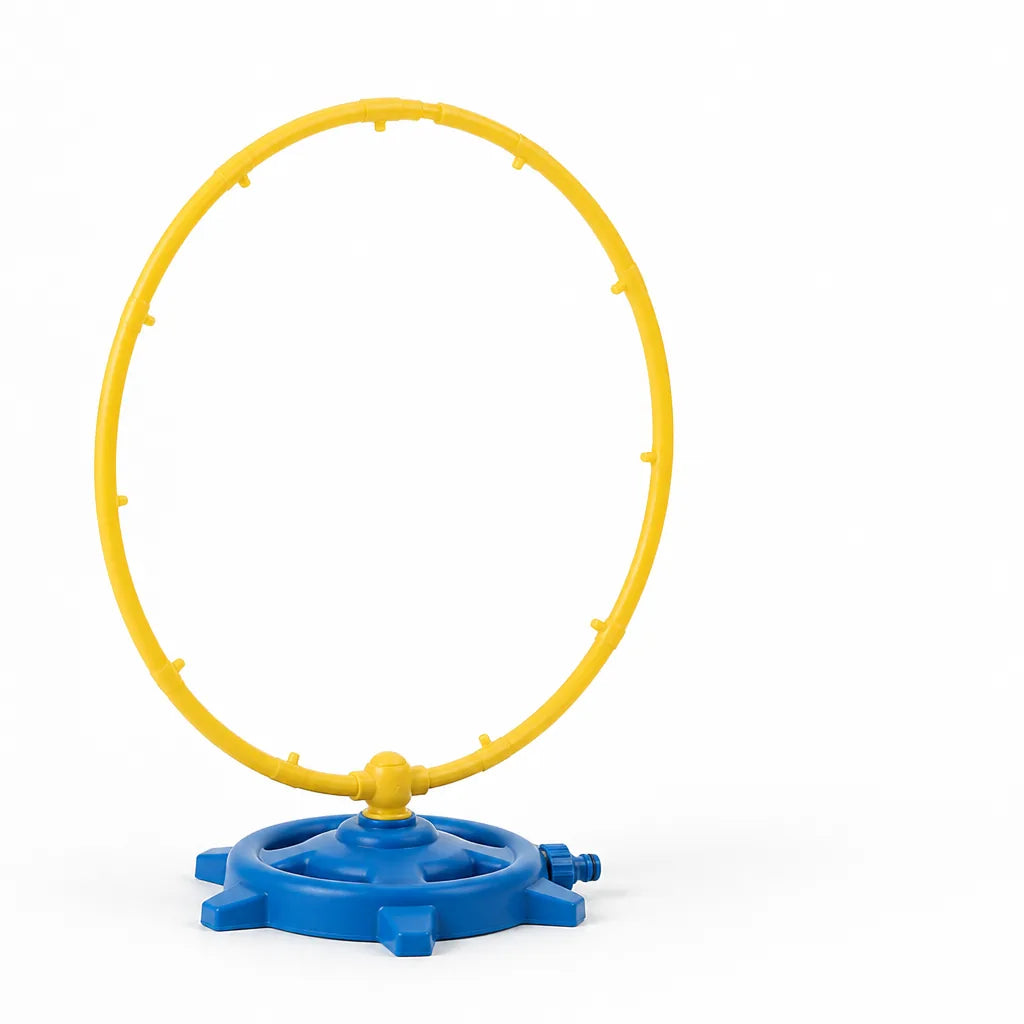 Low-Profile Wide Base Rotating Dual-Ring Play Sprinkler For Kids (360-Degree)