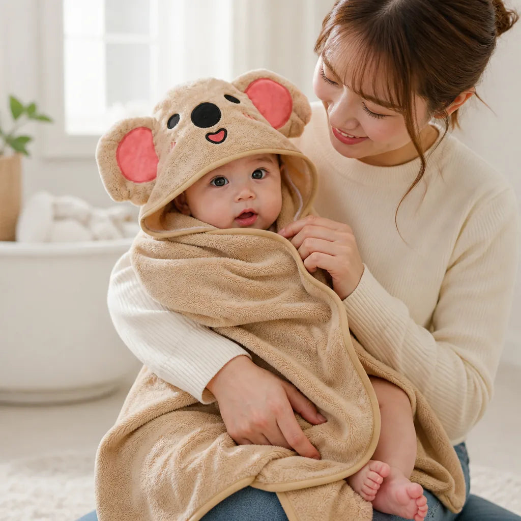 Machine Washable Hooded Animal-Design Bath Cape (80 x 80 cm)