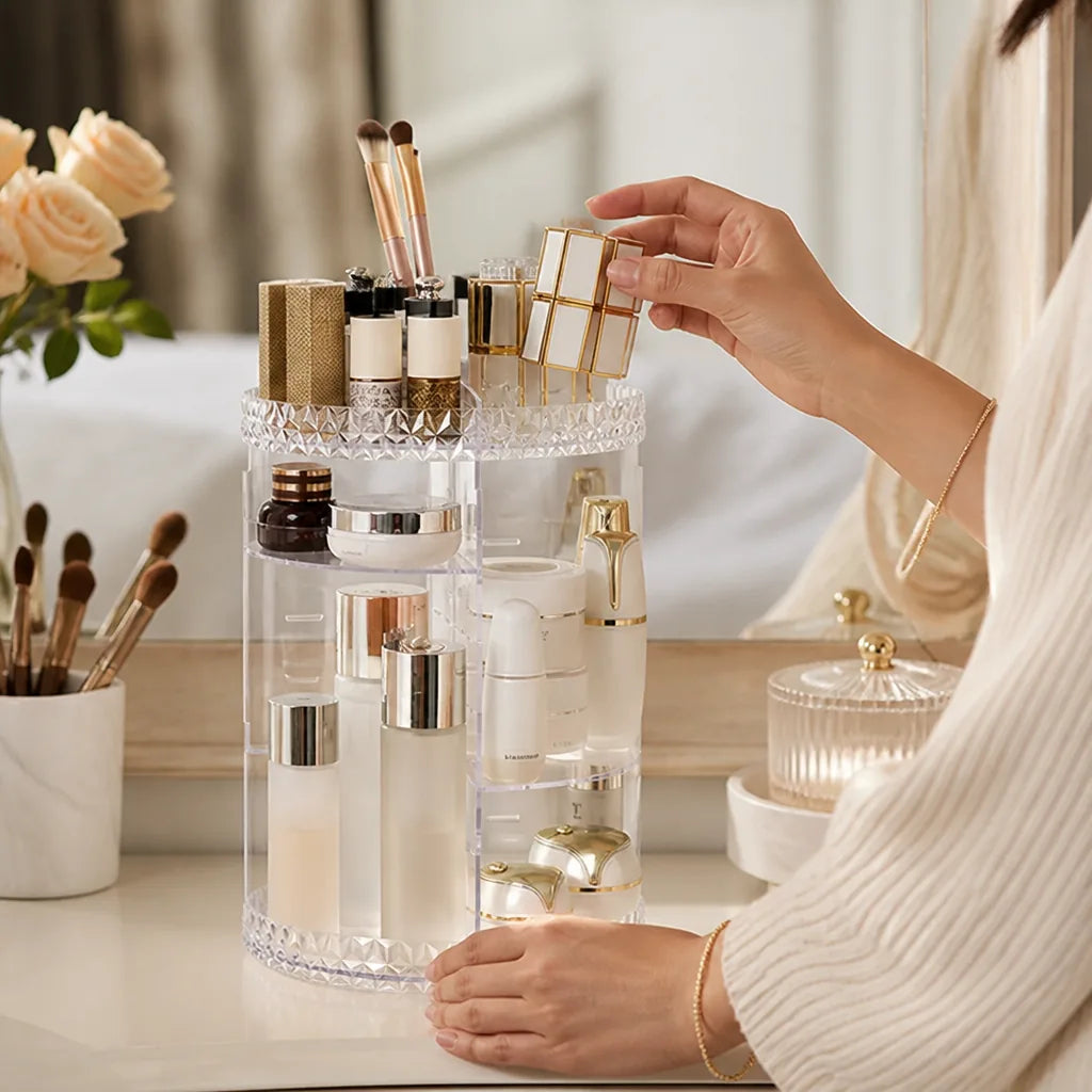 Multi-Tier Acrylic Countertop Makeup Organizer (360° Rotating)