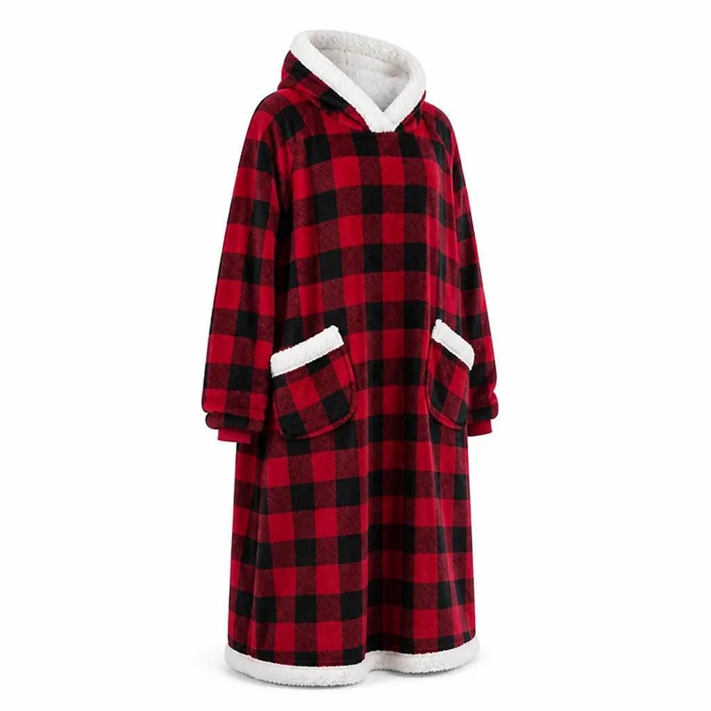 Oversized Full-Length Hooded Blanket with Kangaroo Pocket (Machine Washable)