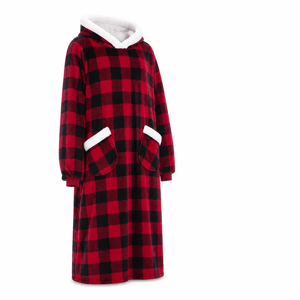 Oversized Full-Length Hooded Blanket with Kangaroo Pocket (Machine Washable)