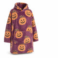 Oversized Halloween Pumpkin Long-Sleeve Hoodie Blanket