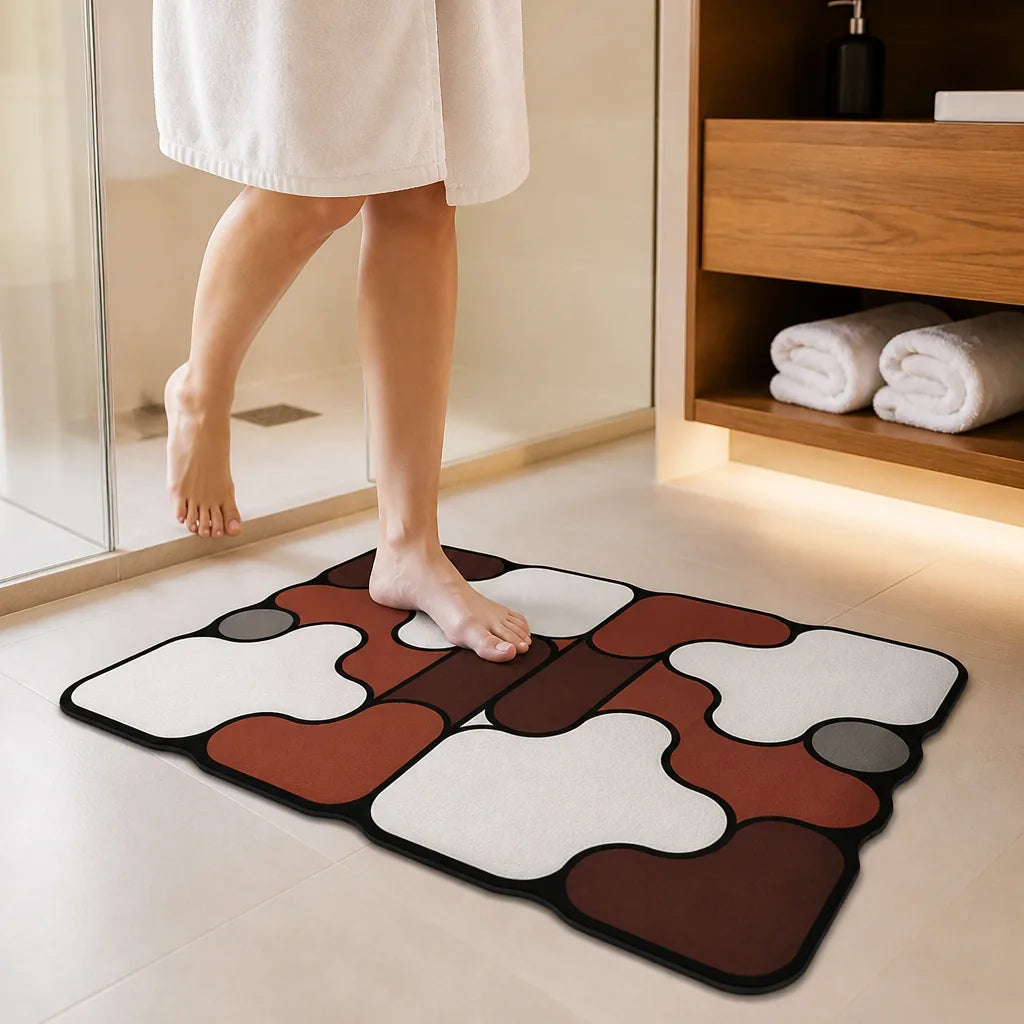 Padded Knitted Polyester Bath Mat with Rubber Backing (40 x 60 cm)