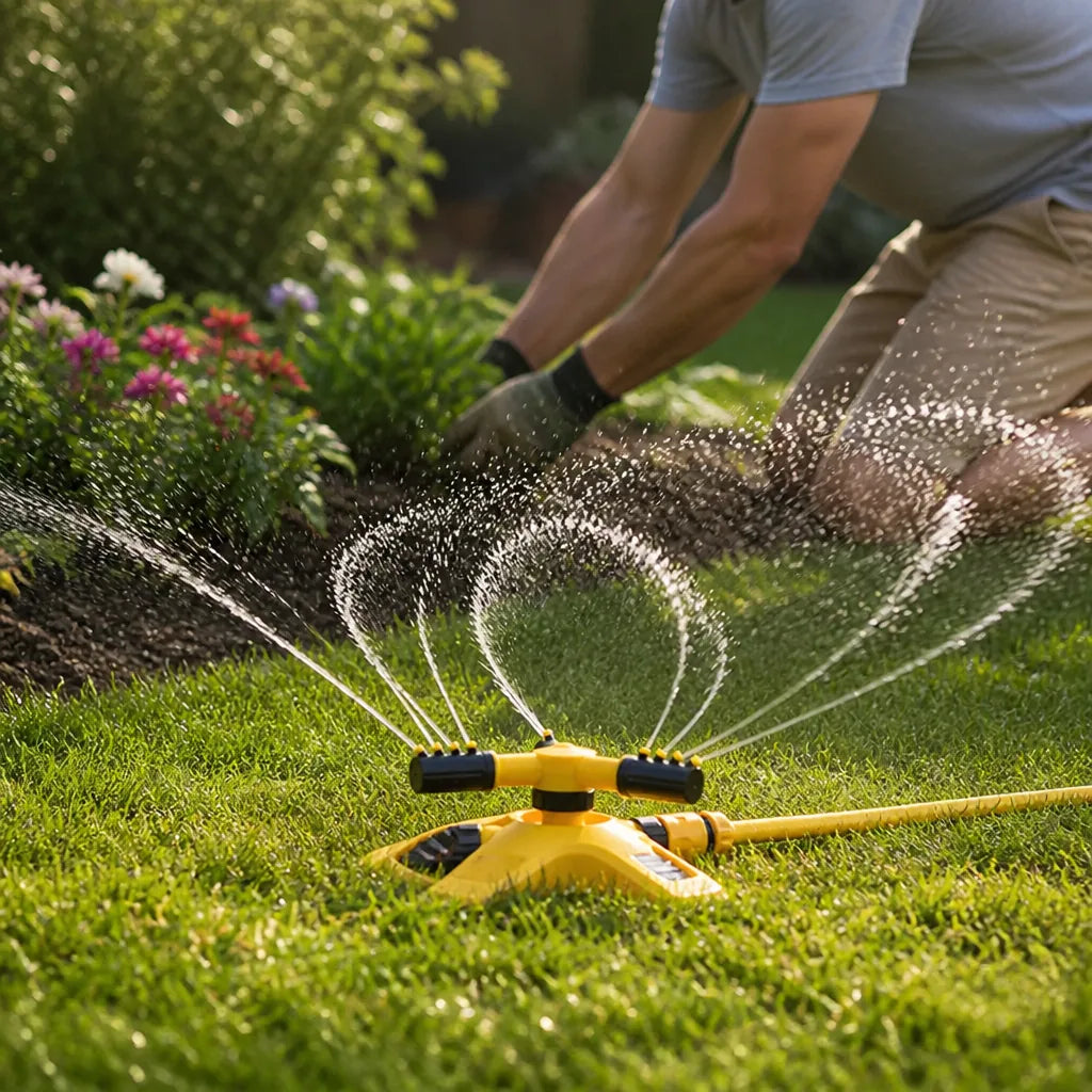Rotating Lawn Sprinkler with Pass-Through Connection (3-Arm)