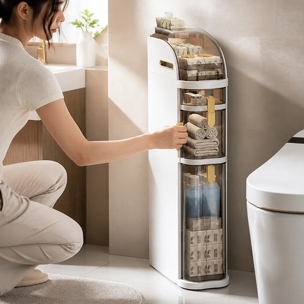 Slim Vertical Waterproof Bathroom Storage Cart with Wheels