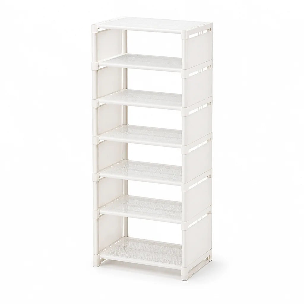 Space-Saving Metal Frame Shoe Rack (Fabric Shelves)