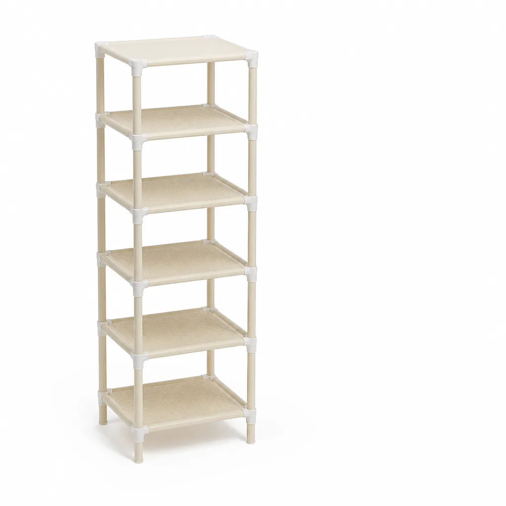 Space-Saving Metal Frame Shoe Rack (Fabric Shelves)