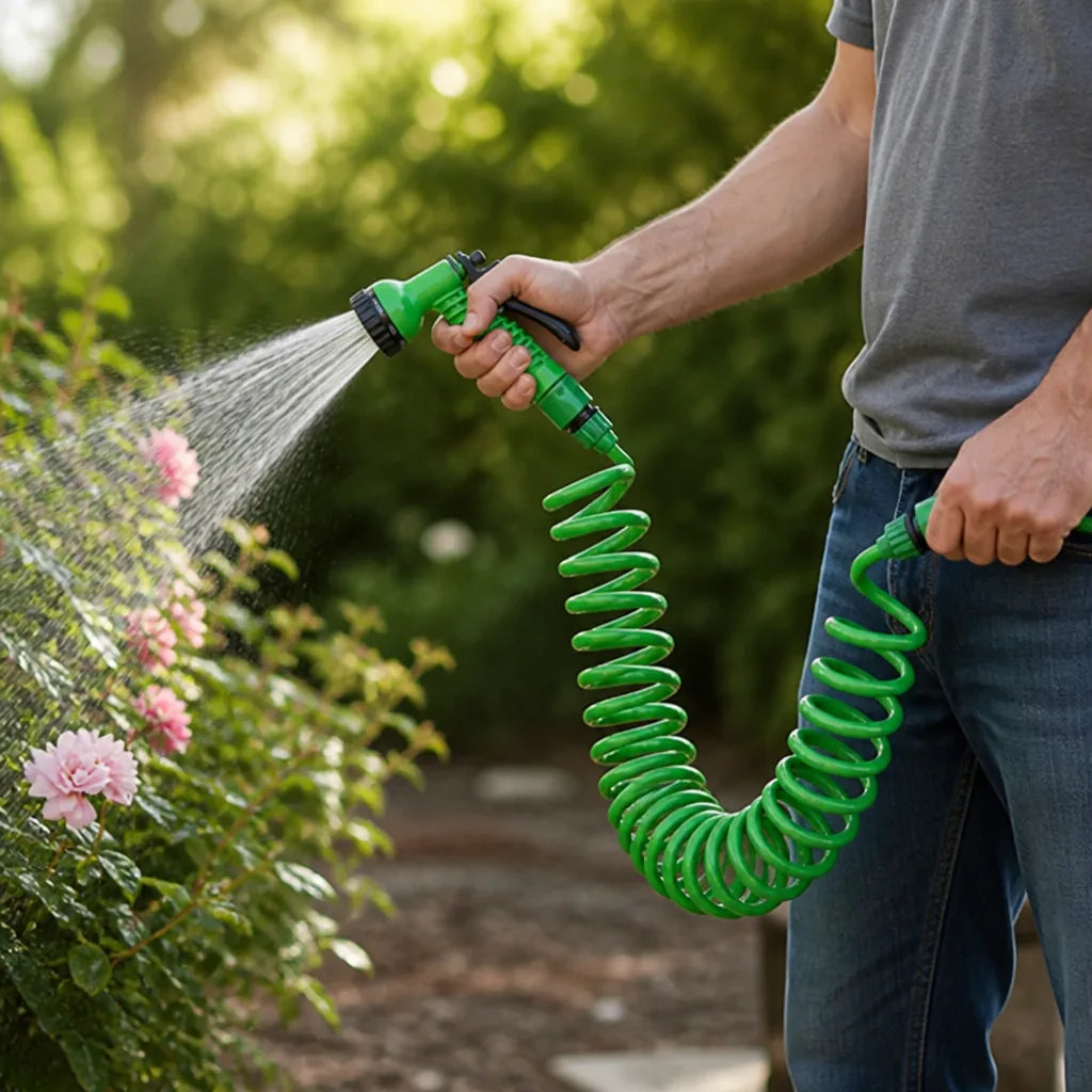 UV-Resistant Spiral Recoil Garden Hose (Standard Fitting)