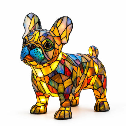 Usb-Powered Tempered Glass Dog Accent Lamp with Silhouette Panels