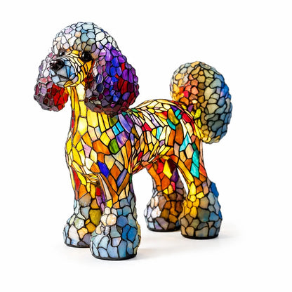 Usb-Powered Tempered Glass Dog Accent Lamp with Silhouette Panels
