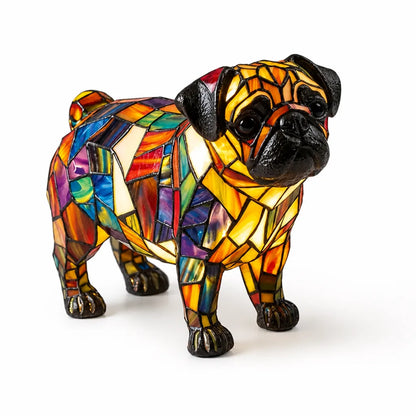 Usb-Powered Tempered Glass Dog Accent Lamp with Silhouette Panels