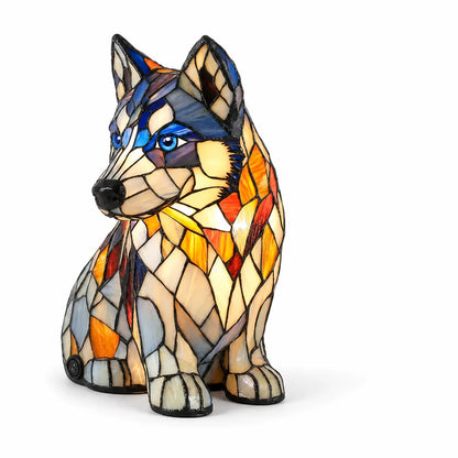 Usb-Powered Tempered Glass Dog Accent Lamp with Silhouette Panels