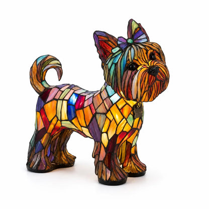 Usb-Powered Tempered Glass Dog Accent Lamp with Silhouette Panels
