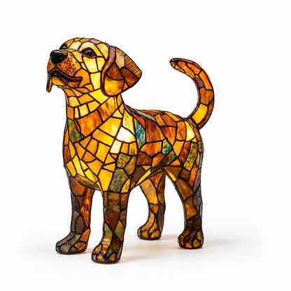 Usb-Powered Tempered Glass Dog Accent Lamp with Silhouette Panels