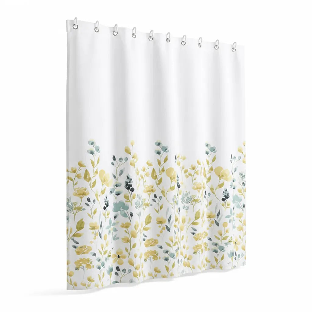 Water-Repellent Polyester Shower Curtain with Eyelets & Hooks (71 x 71 in)