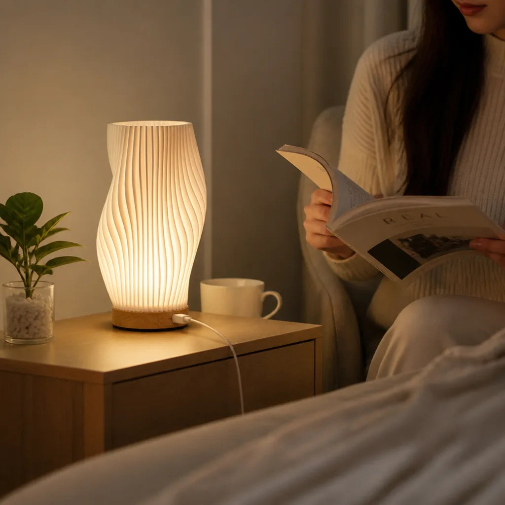 Wave-Shaped Table Lamp (USB-Powered, Adjustable Light Modes)
