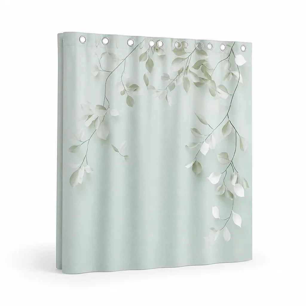 Woven Polyester Leaf Pattern Shower Curtain