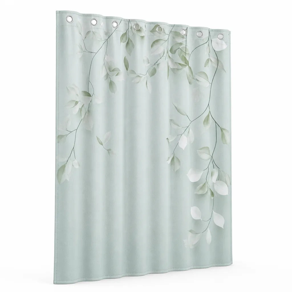 Woven Polyester Leaf Pattern Shower Curtain